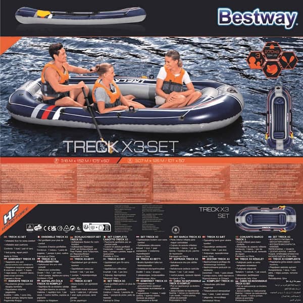 Bestway Uppblåsbar båt Treck X3 Hydro-Force 307x126 cm