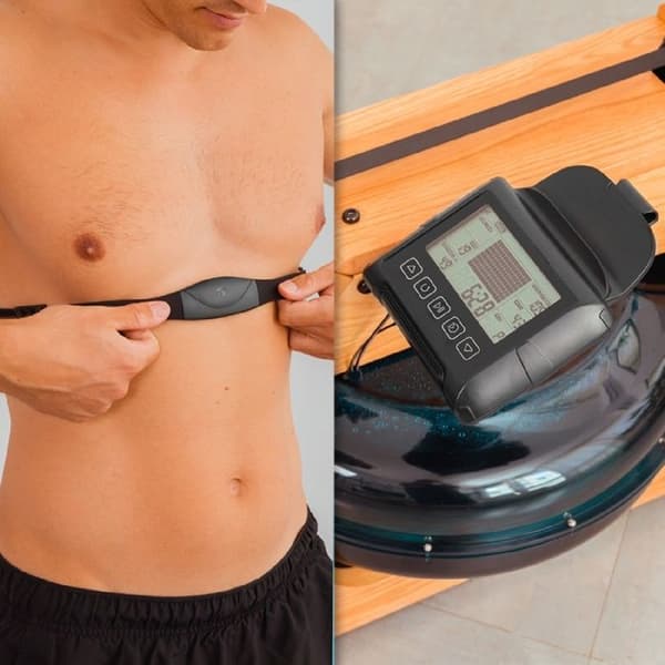 Vattensmotståndroddmaskin - Drumfit - Roddare 20000 Neptuno - Trä - Reservoir 13L - LCD-skärm