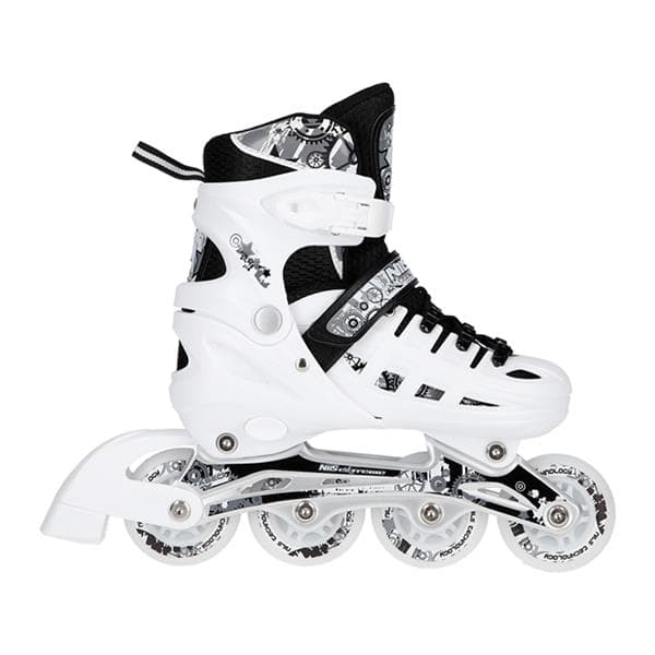 NH10905 4in1 VIT LED STORLEK S(31-34) Rullskridskor MED MÅTT NILS EXTREME HOCKEYSKIDA