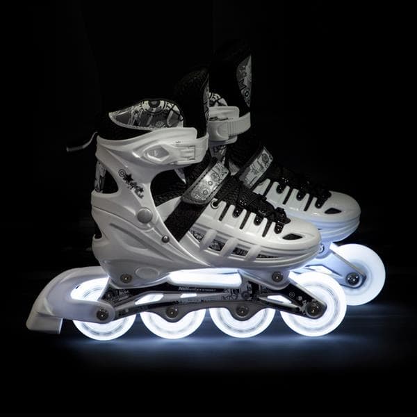 NH10905 4in1 VIT LED STORLEK M(35-38) RULLSKRIDSKÖKARE MED MÅTT NILS EXTREME HOCKEYSKIDA