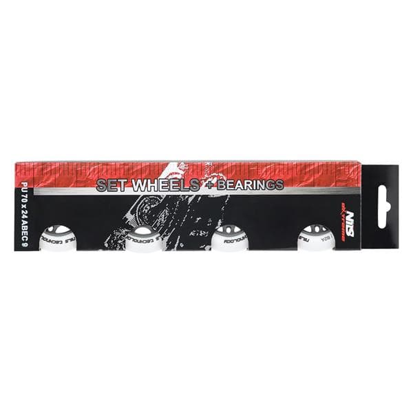 PU 70x24 82A WHITE MATT (4 kpl) + ABEC-9 (8 kpl) NILS EXTREME SET
