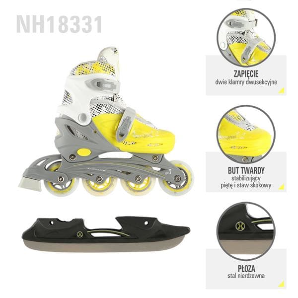 NH18331 4-i-1 LIME STØRRELSE S(31-34) SKØTEBLADE MED DIMENSIONER NILS EXTREME HOCKEY SKI
