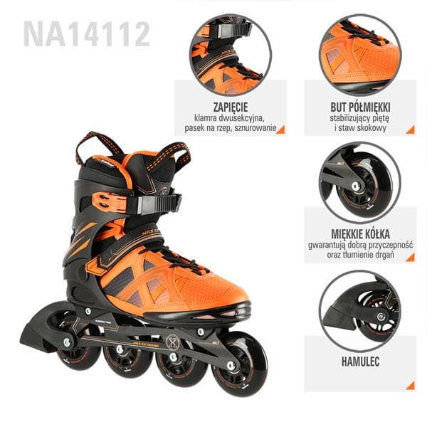 NA14112 SVART-ORANGE STORLEK 45 NILS EXTREME rullskridskor