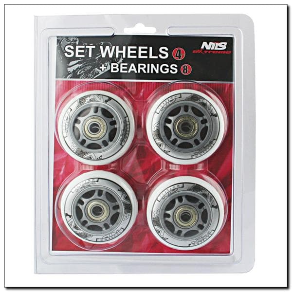 PU 84x24 82A MUSTA (4 kpl) + ABEC-9 CHROME (8 kpl) NILS EXTREME SET