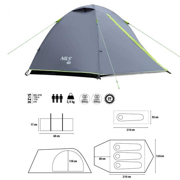NC6004 CAMPINGTELT GRÅ EXPLORER NILS CAMP