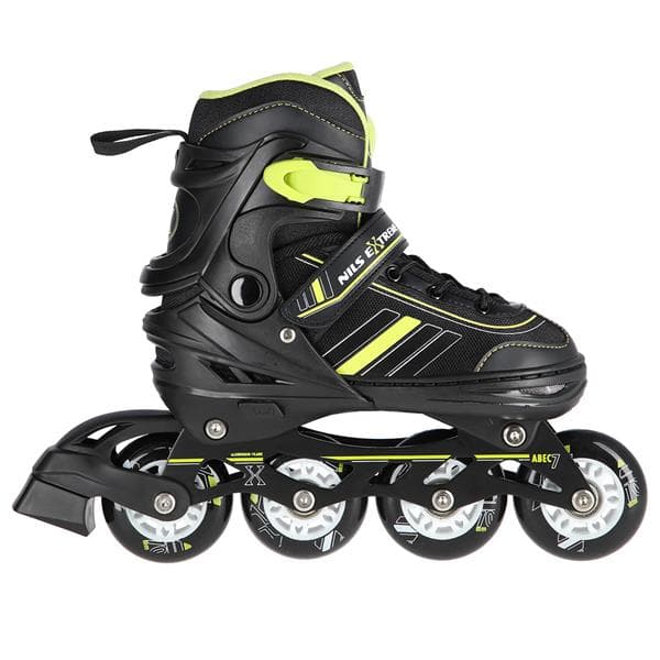 NH18191 2i1 BLACK-LIME STØRRELSE L(39-43) INLINE SKATING BLADES MED DIMENSIONER PL. HOCKEY NILS EXTREME