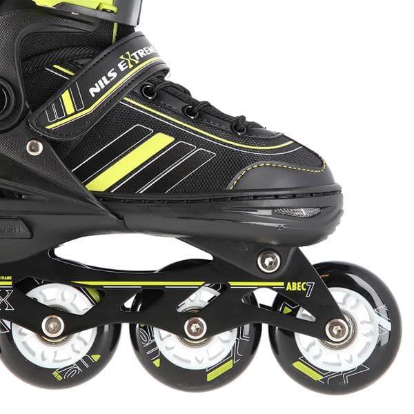 NH18191 2i1 BLACK-LIME STØRRELSE L(39-43) INLINE SKATING BLADES MED DIMENSIONER PL. HOCKEY NILS EXTREME
