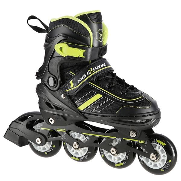 NH18191 2i1 BLACK-LIME STØRRELSE L(39-43) INLINE SKATING BLADES MED DIMENSIONER PL. HOCKEY NILS EXTREME
