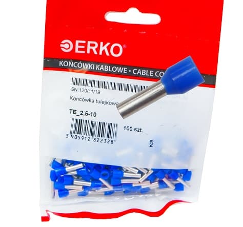 Isoleringsmuffe ende TE 2,5/10 100stk Niebie ERKO