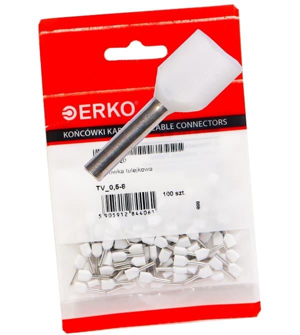 Isoleringsmuffe 2x0,5-8 100stk hvid ERKO