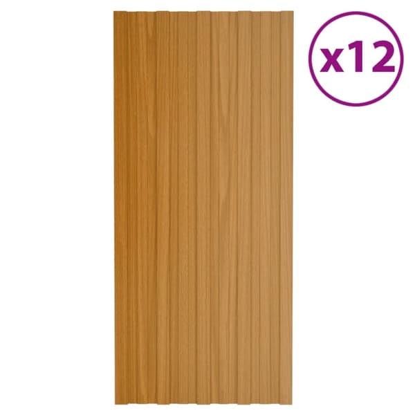 vidaXL Takprofiler 12 st galvaniserat stål  ljust trä 100x45 cm -  Tak