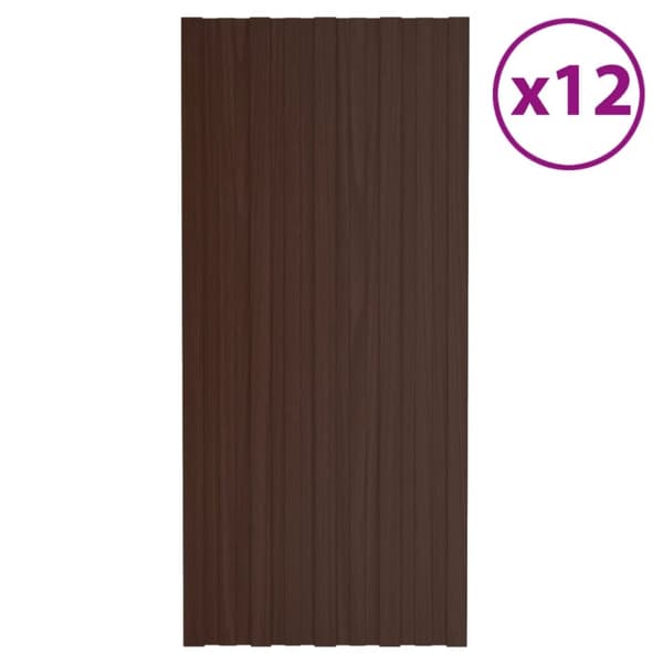 vidaXL Kattopaneeli 12 kpl galvanoitu teräs ruskea 100x45 cm -  Kattopaneelit