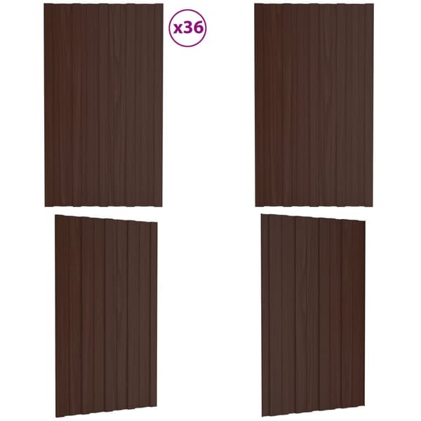 Tagplader 36 stk. 80x45 cm galvaniseret stål brun - Tagplade - Tagplader - Home & Living