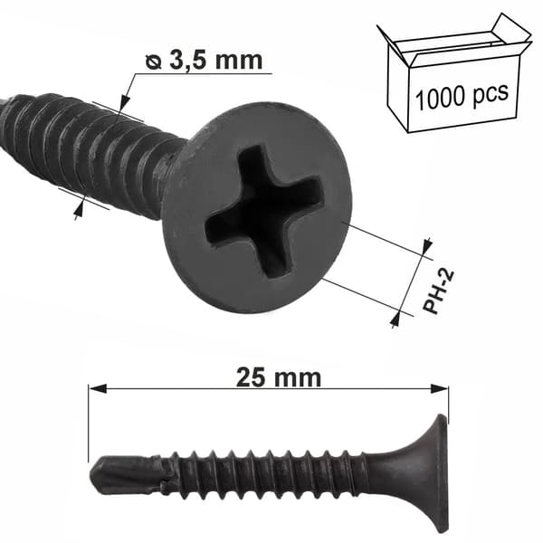 Selvborende gipsskruer til metal KSSG-35025
