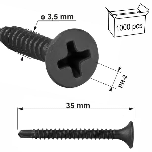 Selvborende gipsskruer til metal KSSG-35035