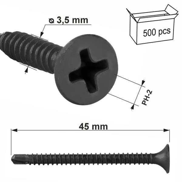 Självborrande gipsskruvar för metall KSSG-35045