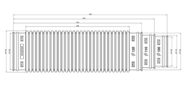 RUROFLEX anslutningsrör för ventilationsskorsten 125 U45