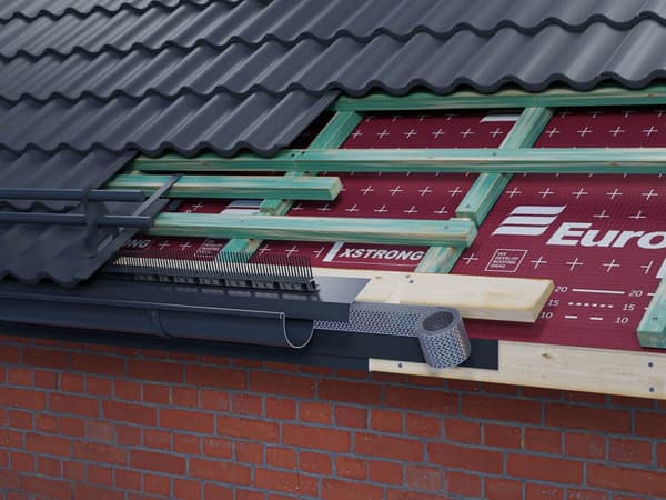 VENTI emhættekam med gitter 85mm x 1m RAL 8019