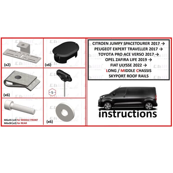 Kattotelineet VIVARO EXPERT PROACE JUMPY ZAFIRA LIFE SCUDO LONG L3