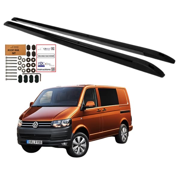 VOLKSWAGEN TRANSPORTER T5 T6 LONG L2 MUSTA kattotelineet, integroidut