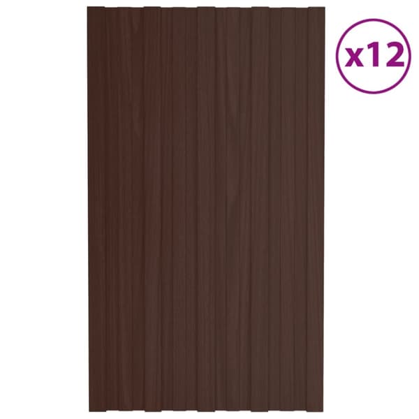 Takprofiler 12 st galvaniserat stål brun 80x45 cm