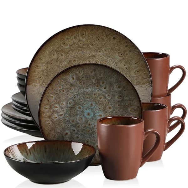Servis Set, Vintage Keramik, Blå/Brun Stengods