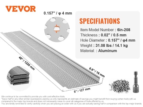 Gutter Guard, Hållbar Aluminium, Effektivt Bladskydd,6in52st