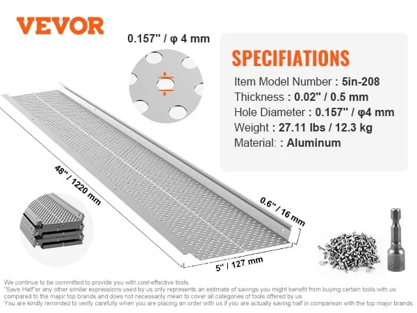Gutter Guard, Hållbar Aluminium, Effektivt Bladskydd,5in52delar