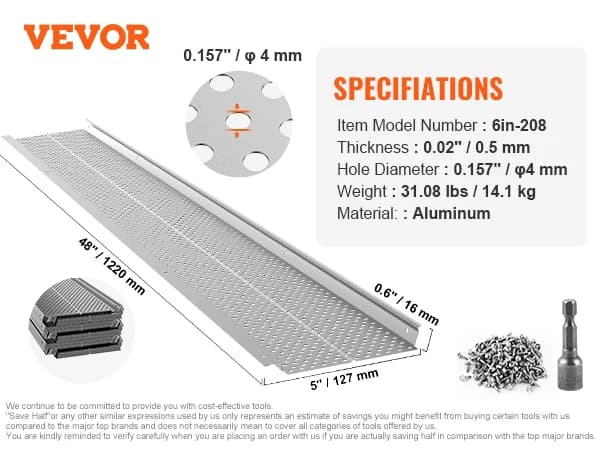 Gutter Guard, Hållbar Aluminium, Effektivt Bladskydd,6in52st
