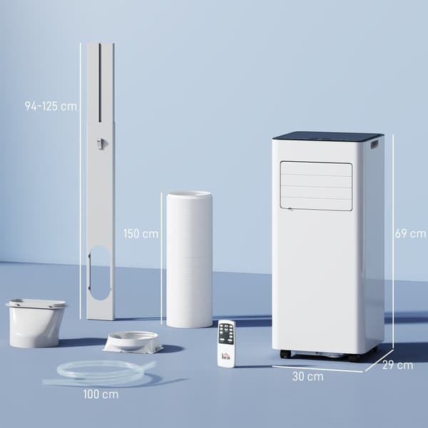 Bærbar Aircondition, 7000BTU, 30x29x69 cm, Hvid