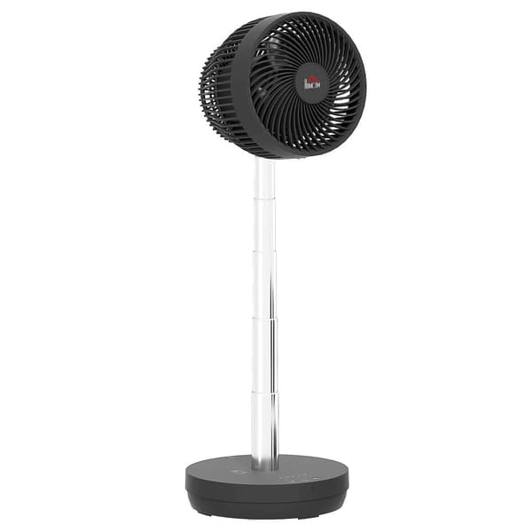 Stående ventilator, USB-genopladelig ventilator med fjernbetjening, 22x22x29-69 cm, Sort