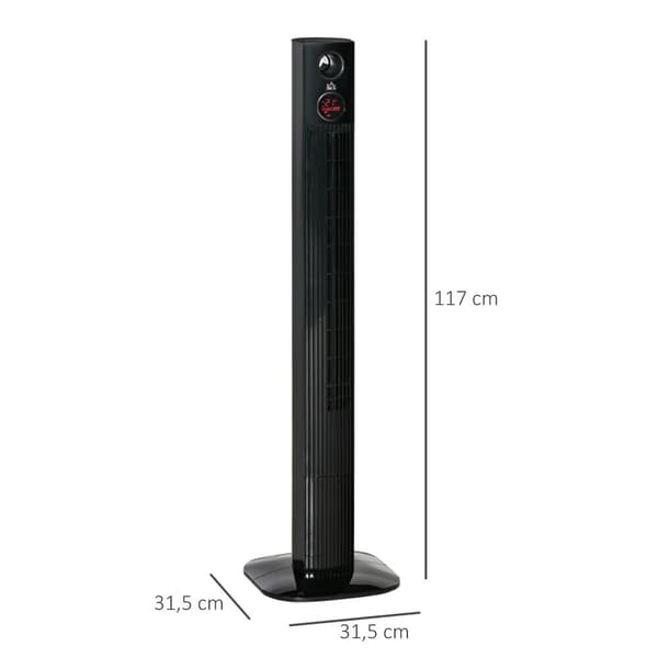 Stående ventilator, 31.5x31.5x117 cm, Sort