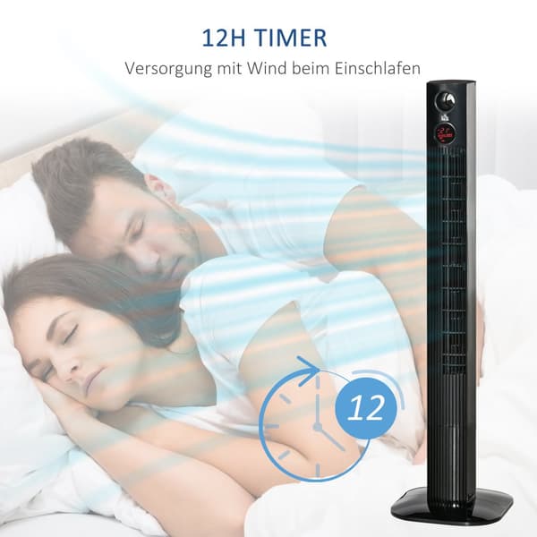 Stående ventilator, 31.5x31.5x117 cm, Sort