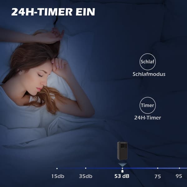 Bærbar Aircondition, 9000BTU, 33x28x68.5 cm, Sort