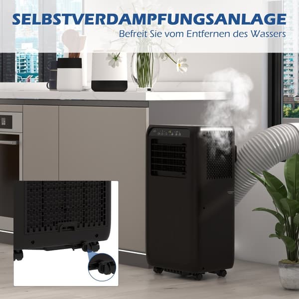Bærbar Aircondition, 9000BTU, 33x28x68.5 cm, Sort