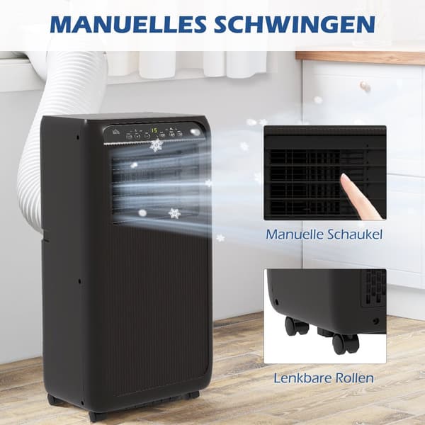 Bærbar Aircondition, 9000BTU, 33x28x68.5 cm, Sort