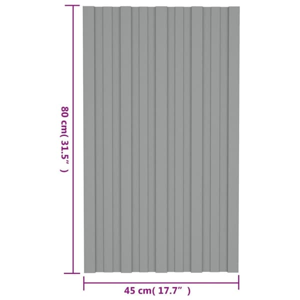 vidaXL Takprofiler 36 st galvaniserat stål grå 80x45 cm
