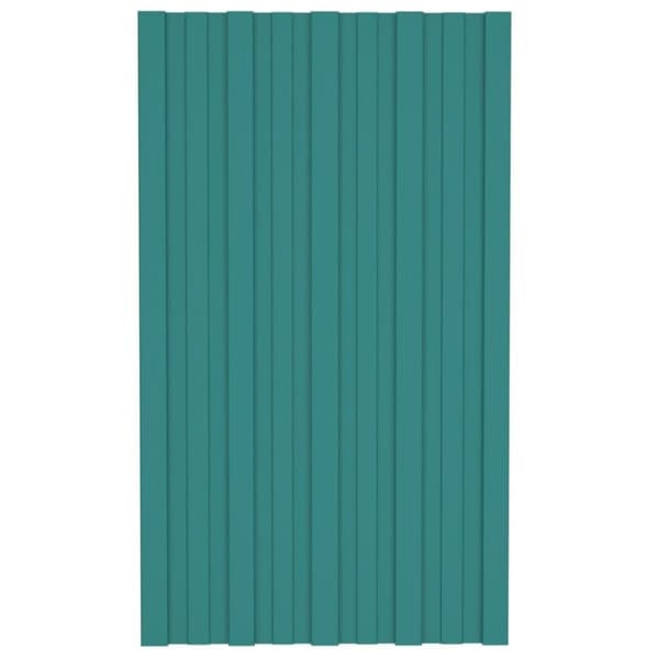vidaXL tagplader 12 stk. 80x45 cm galvaniseret stål grøn