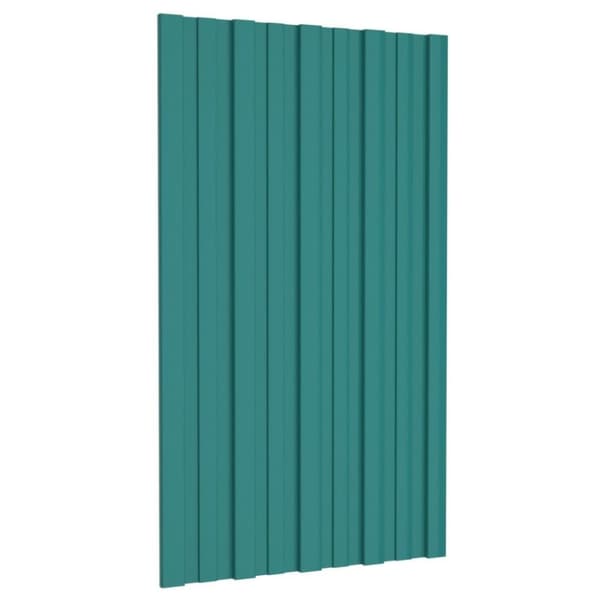 vidaXL tagplader 12 stk. 80x45 cm galvaniseret stål grøn