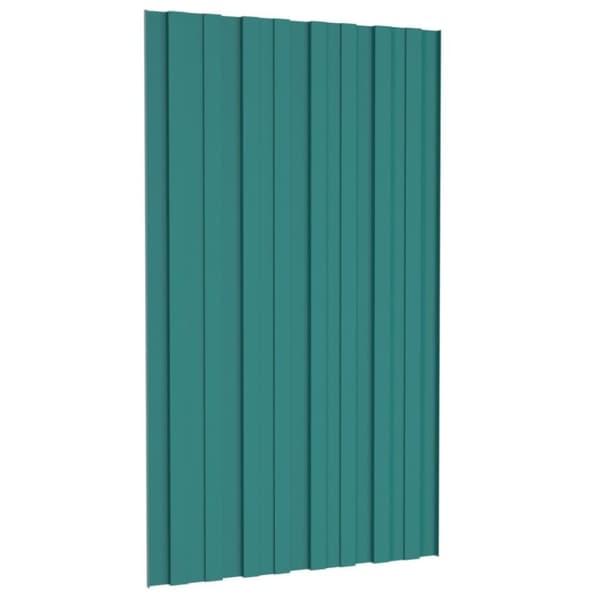 vidaXL tagplader 12 stk. 80x45 cm galvaniseret stål grøn