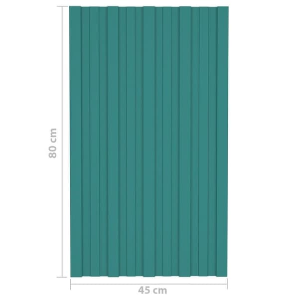 vidaXL tagplader 12 stk. 80x45 cm galvaniseret stål grøn