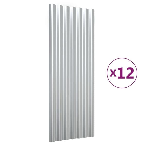 vidaXL tagplader 12 stk. 100x36 cm pulverlakeret stål sølvfarvet