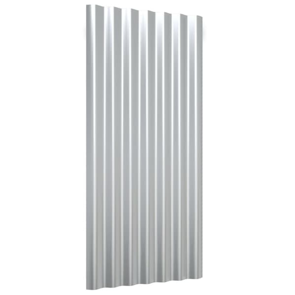 vidaXL tagplader 12 stk. 80x36 cm pulverlakeret stål sølvfarvet