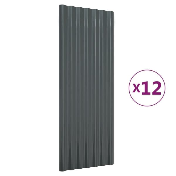 tagplader 12 stk. 100x36 cm pulverlakeret stål antracitgrå