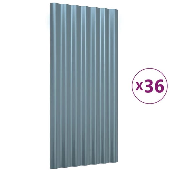 Kattopaneeli 36 kpl jauhemaalattu teräs harmaa 80x36 cm