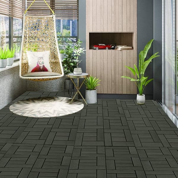 Rootz WPC Click Fliser - Udendørs gulve - Terrassefliser - Holdbar og vejrbestandig - Nem installation - Stilfuld og alsidig - 30x30x2 cm Hver flise