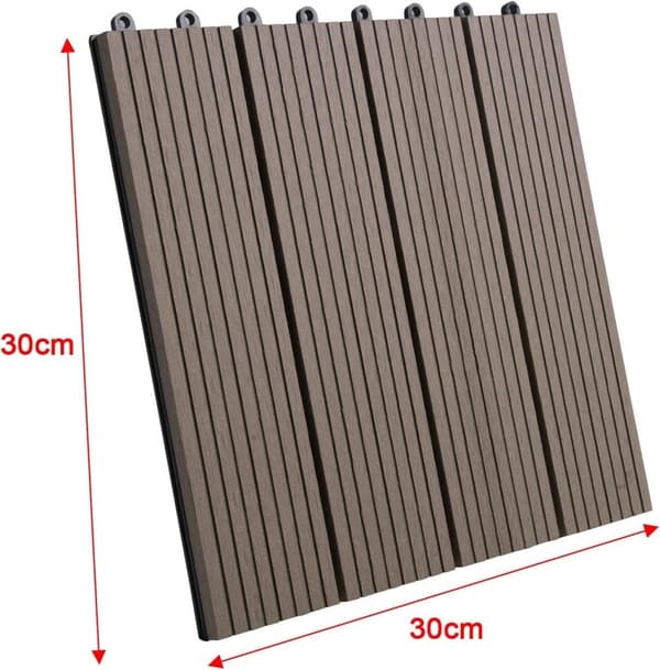 Rootz WPC Klikfliser - Udendørs dækfliser - Sammenlåsende fliser - Holdbar, nem at installere, UV-resistent - 30 cm x 30 cm x 1,8 cm