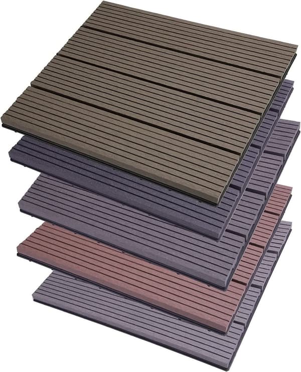 Rootz WPC Klikfliser - Udendørs dækfliser - Sammenlåsende fliser - Holdbar, nem at installere, UV-resistent - 30 cm x 30 cm x 1,8 cm