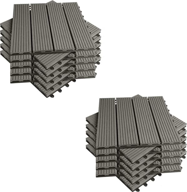 Rootz WPC Click Tiles - Utomhusgolv - Däckplattor - Hållbar, väderbeständig, enkel installation - 30cm x 30cm x 1,8cm