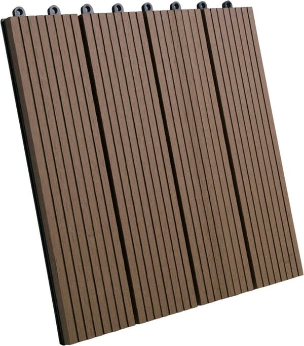 Rootz WPC Click Fliser - Udendørs dækfliser - Sammenlåsende terrassefliser - Holdbar, nem installation, vejrbestandig - 30 cm x 30 cm x 1,8 cm